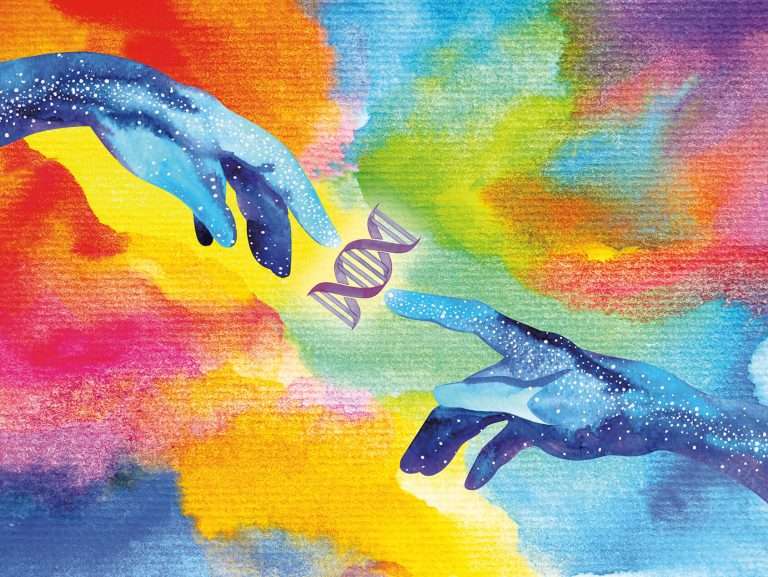 Hands with DNA opening spread